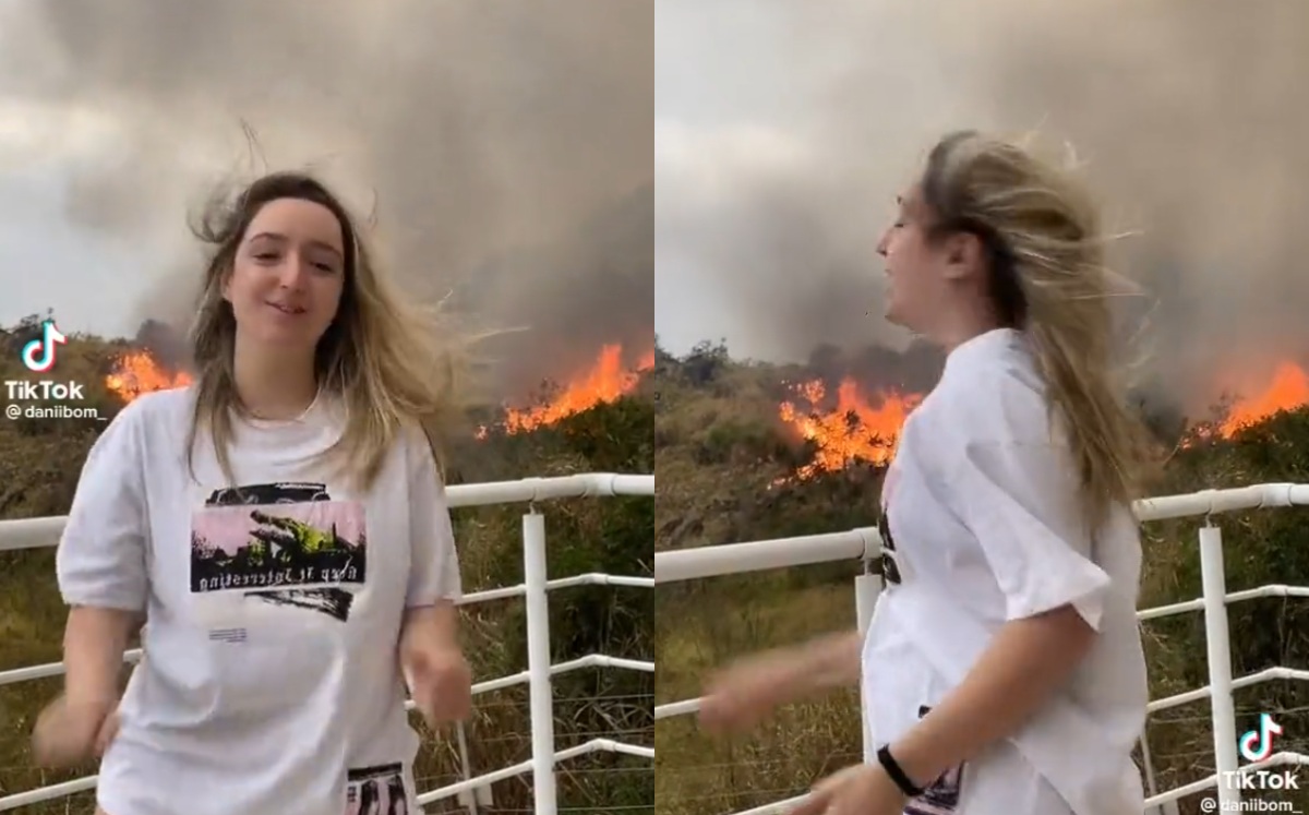 Joven graba TikTok frente a incendio forestal