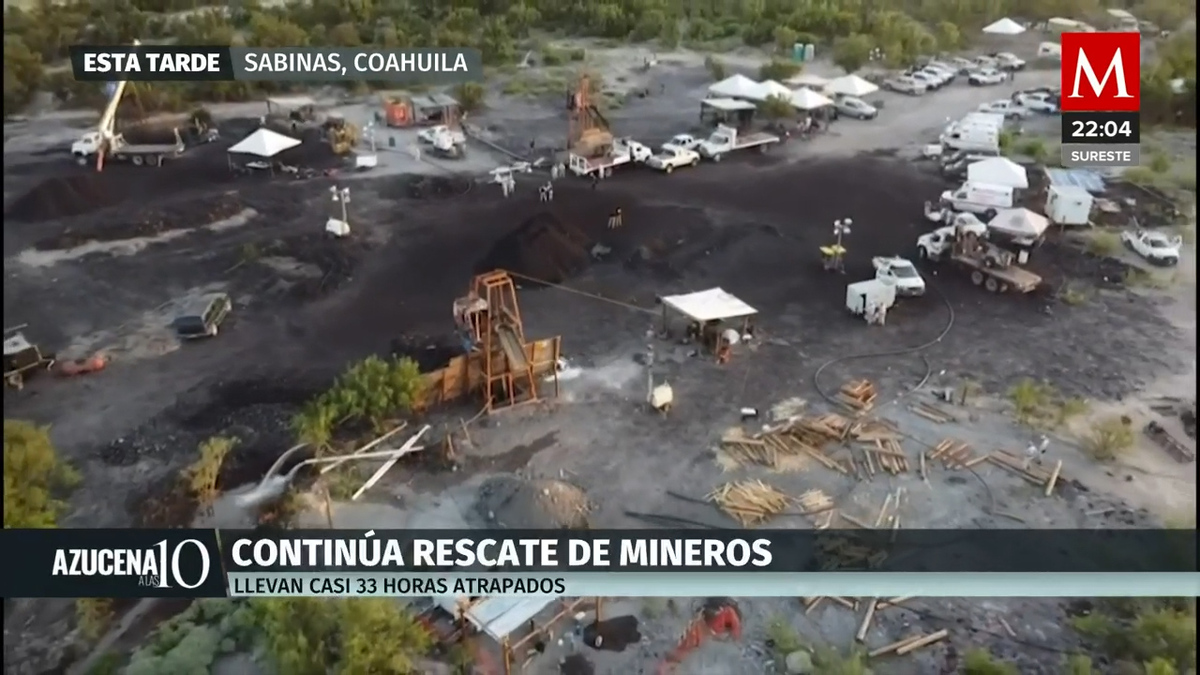 Continúan rescate de mineros, llevan 33 horas atrapados