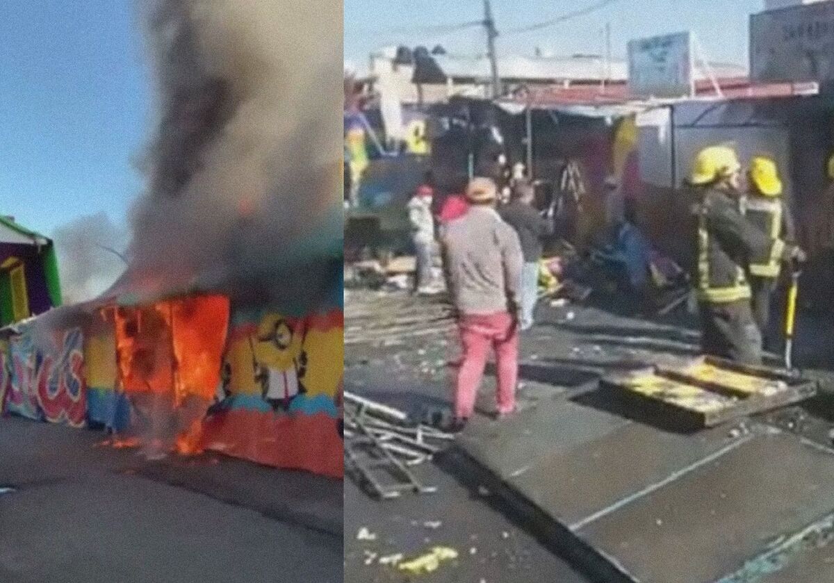 Incendio en Feria de Tulancingo. (Captura)