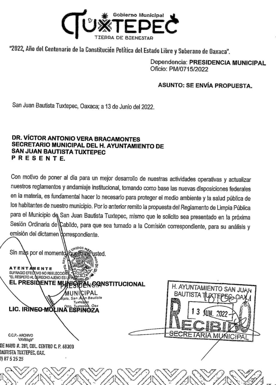 Propuesta para nuevo reglamento