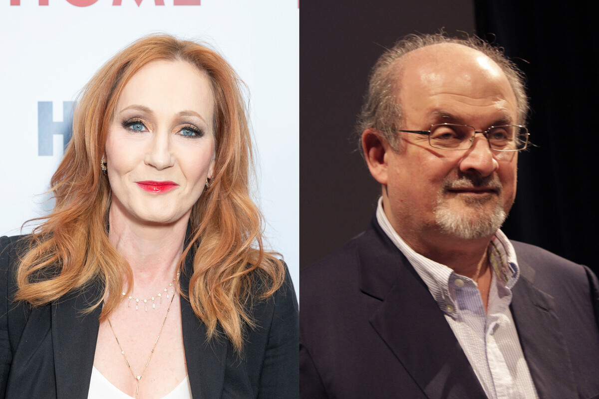 J. K. Rowling vía lev radin / Shutterstock.com y Salman Rushdie vía 360b / Shutterstock.com