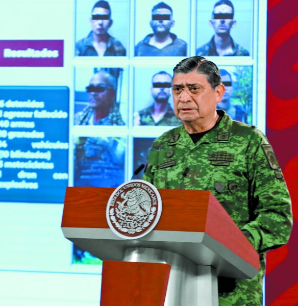 El titular de la Sedena en la conferencia del gabinete de seguridad. Araceli López