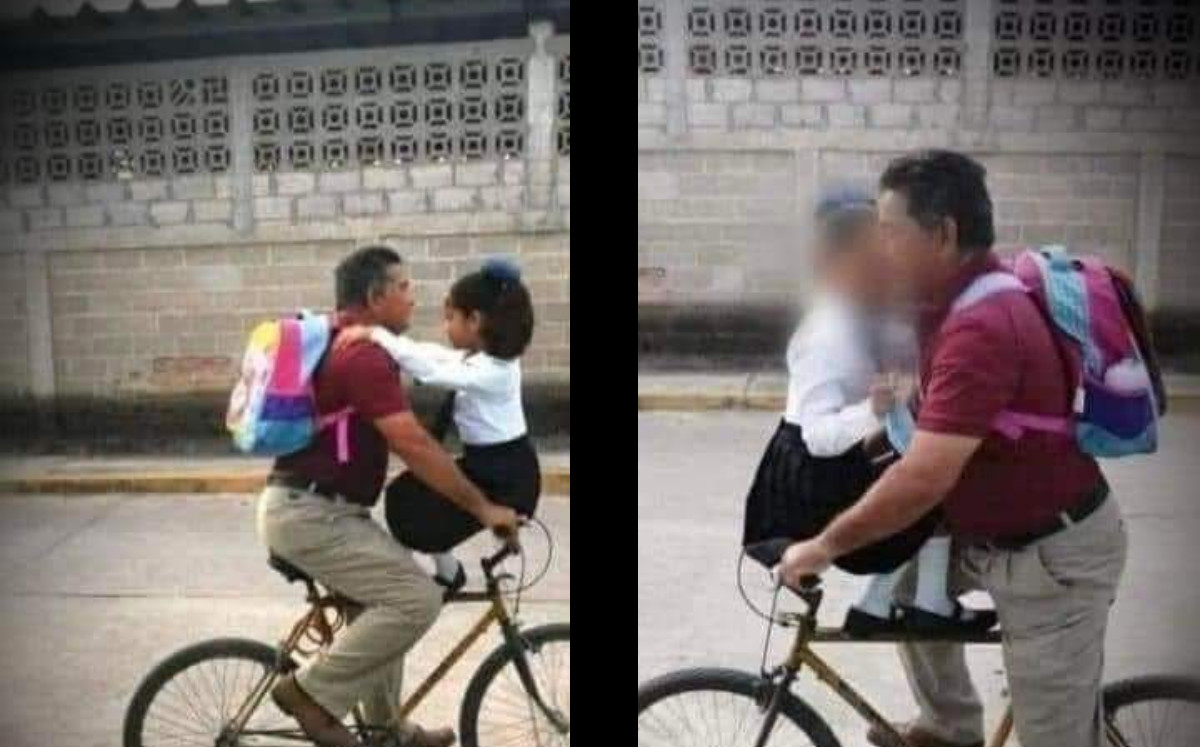 Abuelito se conmueve por reacción de nieta al aceptar que la lleve en bicicleta a la escuela | ESPECIAL