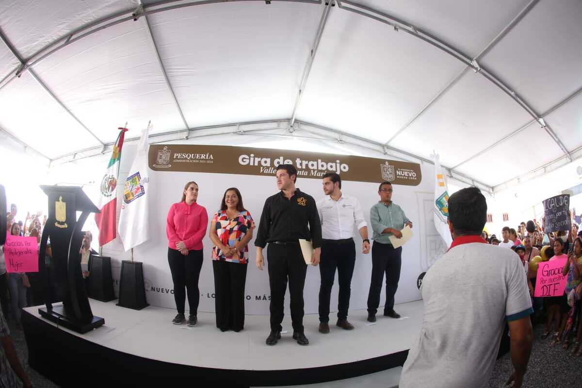 El gobernador Samuel García realizó una gira de trabajo en Pesquería. Foto: Jorge López