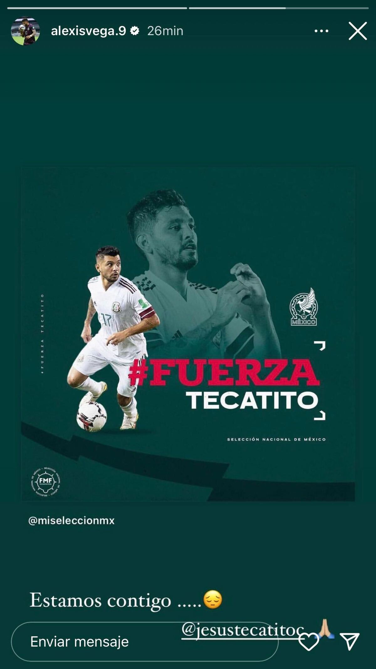 Alexis Vega también manifestó su apoyo para 'Tecatito' Corona