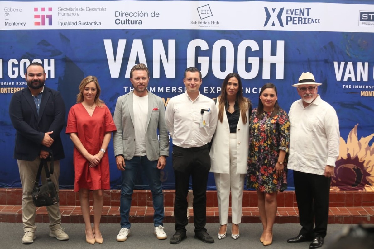 Presentaron la obra el alcalde de Monterrey, Luis Donaldo Colosio Riojas, en compañía de Juan Luis Núñez, licenciatario de “Van Gogh Immersive Experie