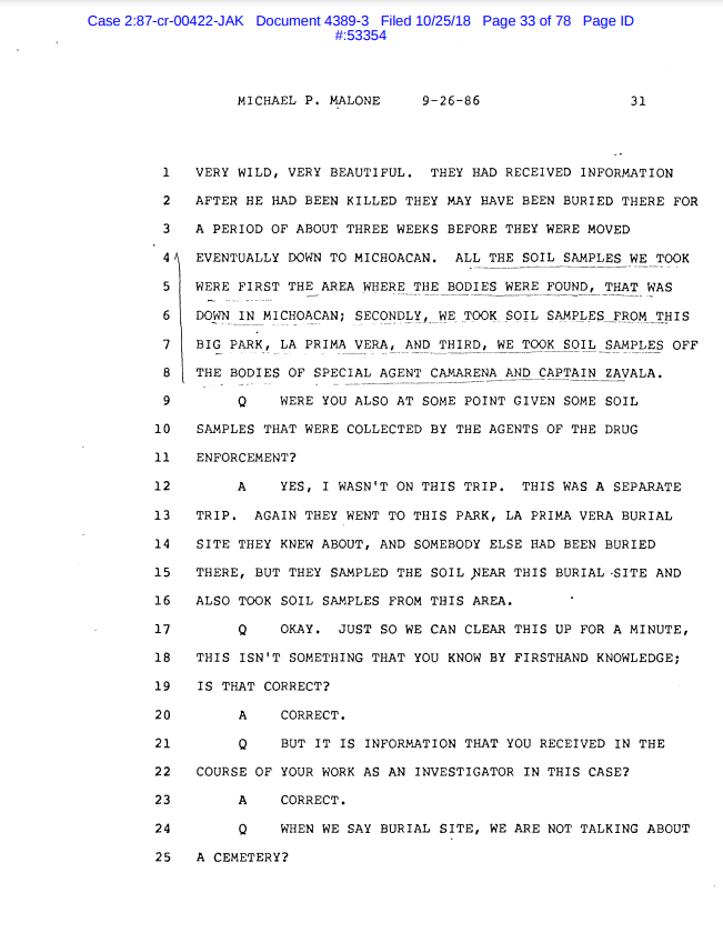 evidencia de Kiki Camarena y Zavala