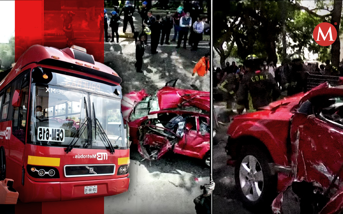 El Metrobús chocó con un auto que invadió el carril confinado en Insurgentes.| MIELNIO