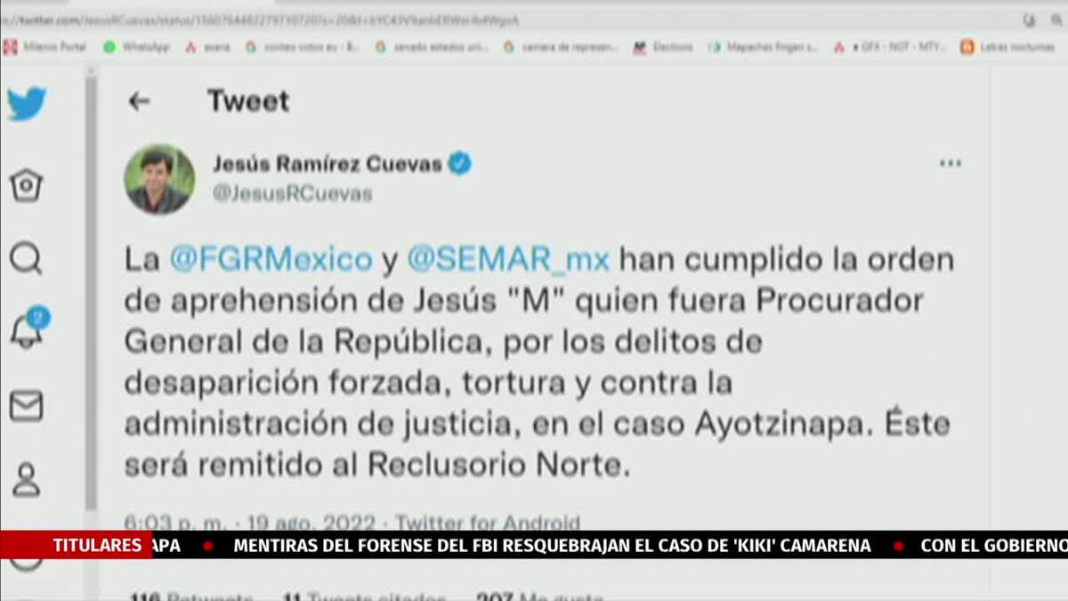 Murillo Karam será trasladado al reclusorio Norte