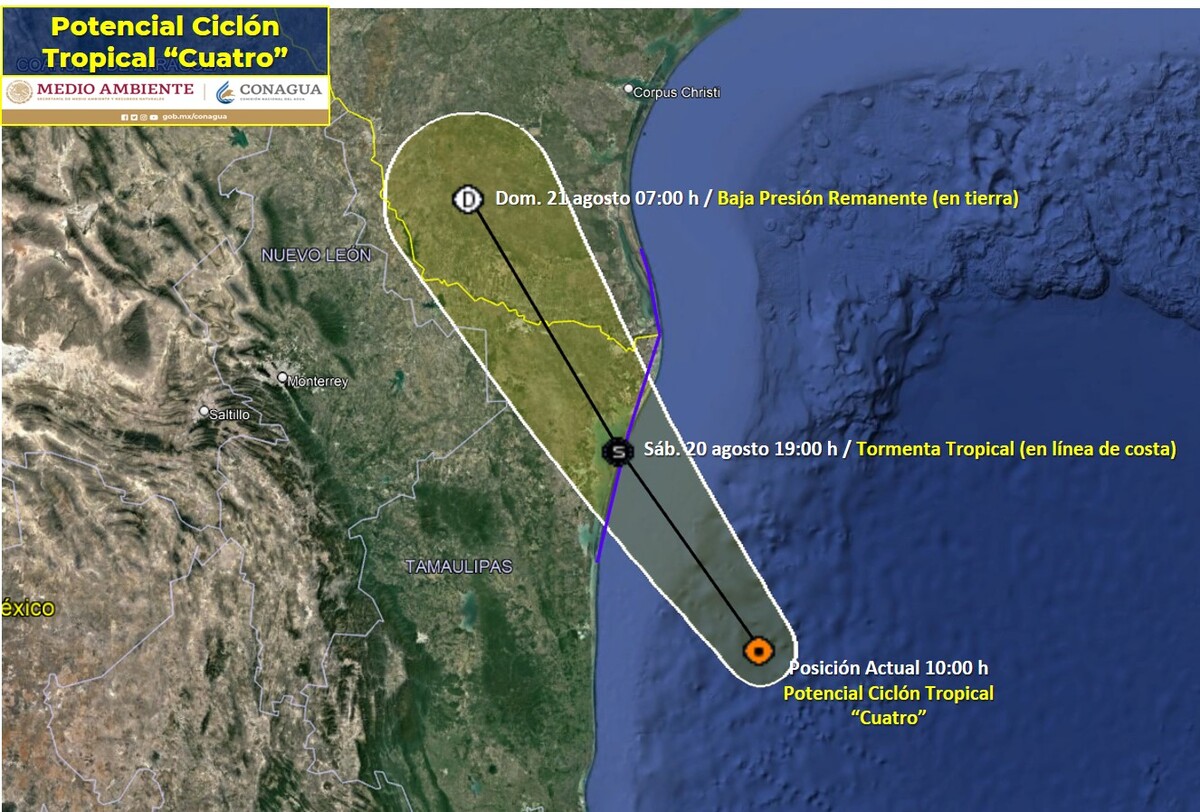 Trayectoria de Potencial ciclón tropical 4 . | SMN
