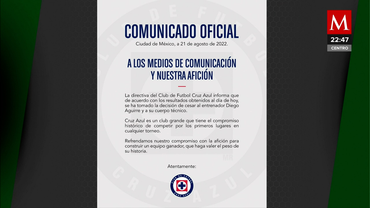 Cruz Azul despide a Diego Aguirre como DT: OFICIAL