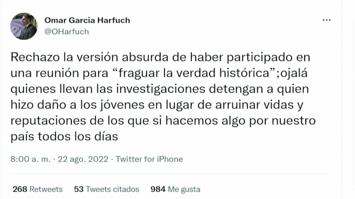 Omar García Harfuch rechaza versión de haber participado en la "verdad histórica"
