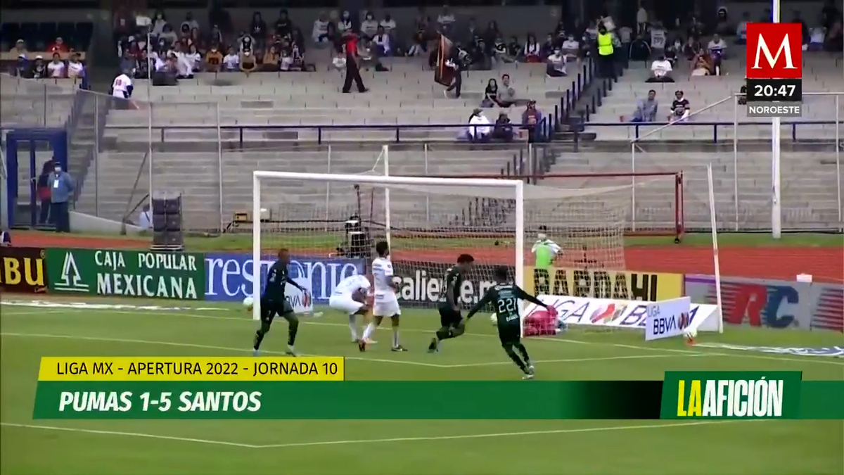 Pumas 1-5 Santos: Resultado y resumen, jornada 10 Apertura 2022