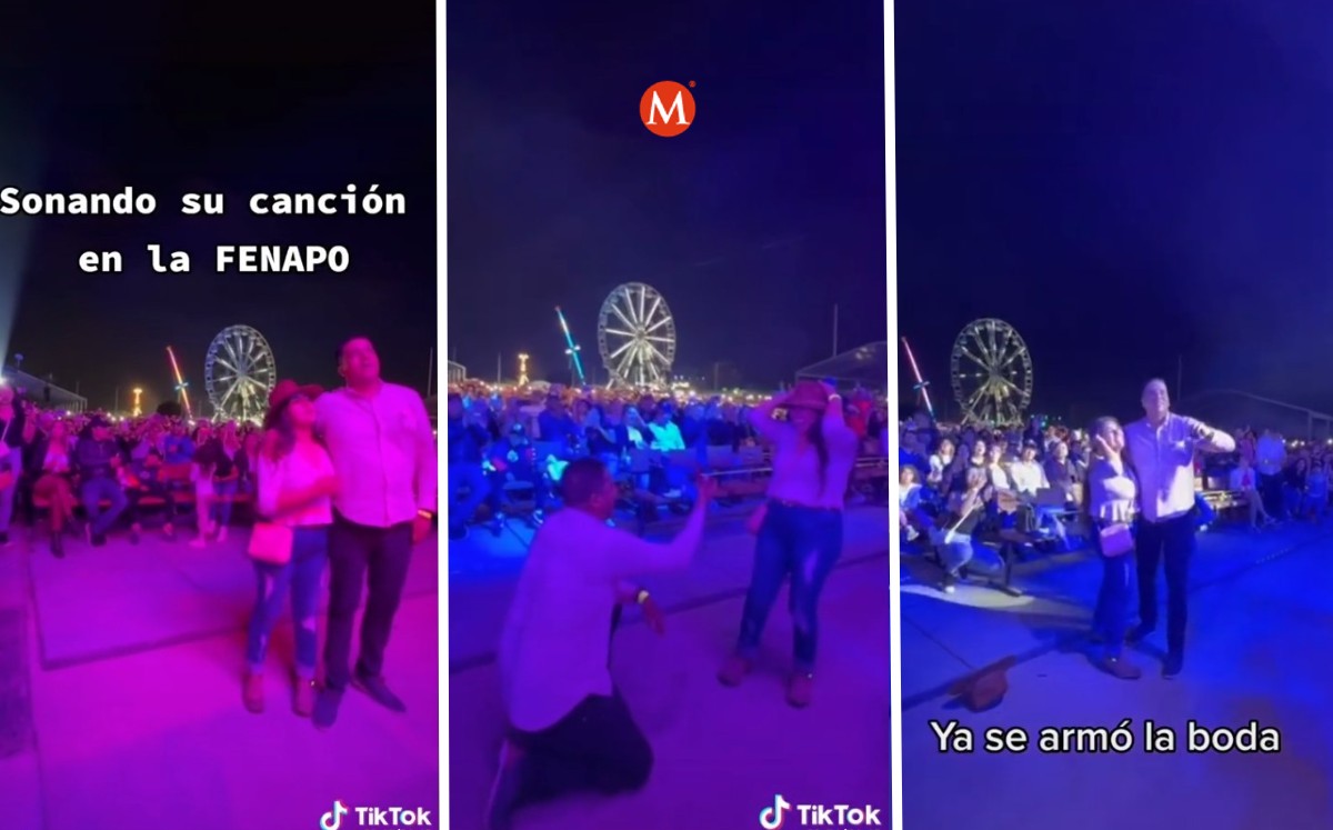 Pareja se compromete en concierto de Banda MS en San Luis Potosí. (rgc_mx)