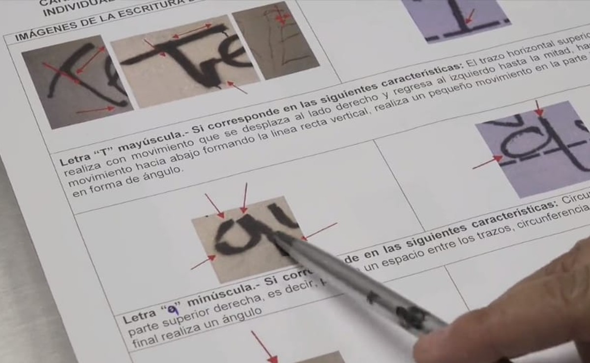 Imagen del peritaje de grafoscopia en caso Luz Raquel (Especial)