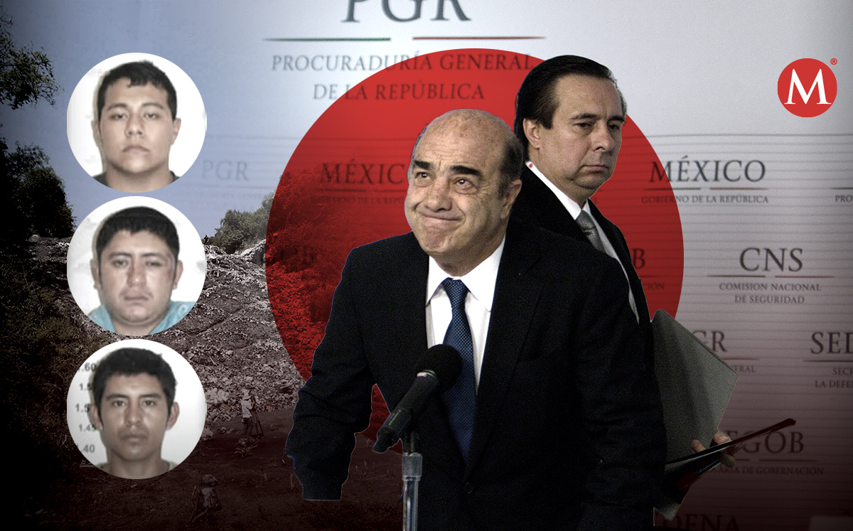 Jesús Murillo Karam y Tomás Zerón al terminar una conferencia de prensa. (Jorge Carballo / Especial)