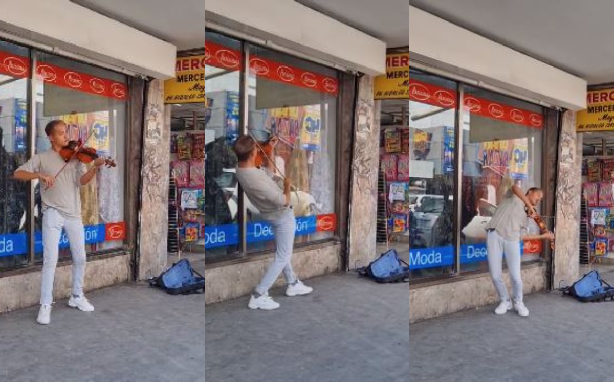 El joven fue captado interpretando wrecking ball de Miley Cyrus. (Cortesía)