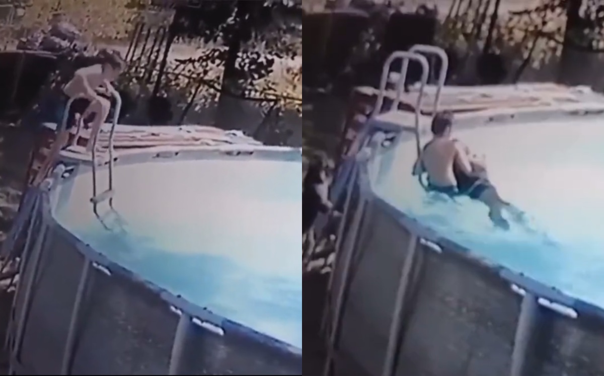 Niño salva a su madre de ahogarse en una piscina | Captura