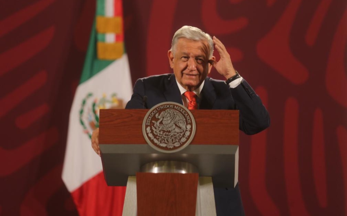 Andrés Manuel López Obrador durante su conferencia matutina desde Palacio Nacional. Foto: (Jorge Carballo)