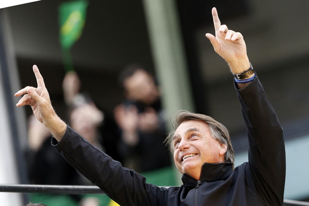 Jair Bolsonaro, presidente de Brasil, durante un mitin en Curitiba. (AFP)