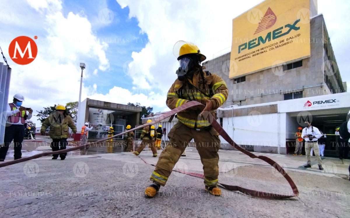Simulacro en Hospital Regional de Pemex en Ciudad Madero. (Sergio Sánchez)