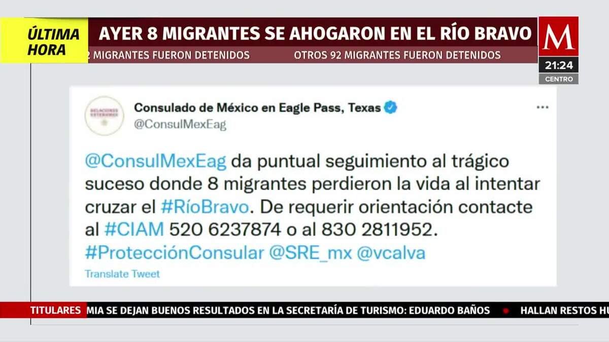 Reportan la muerte de 8 migrantes en Río Bravo