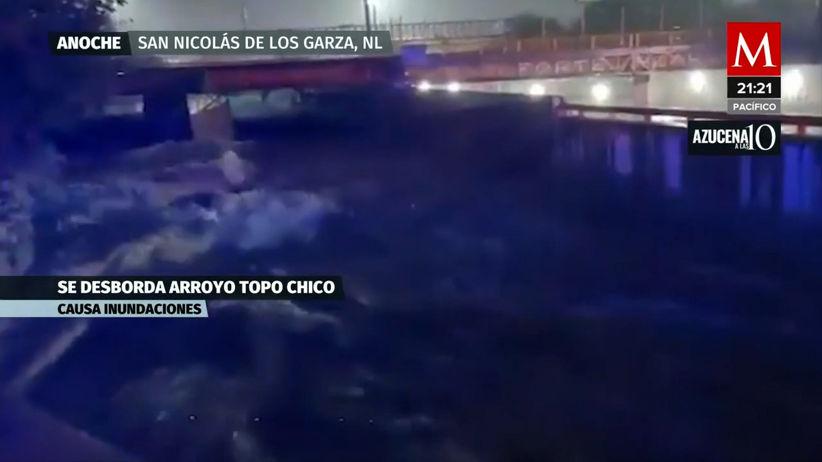 Arroyo Topo Chico se desborda tras fuertes lluvias, en San Nicolás