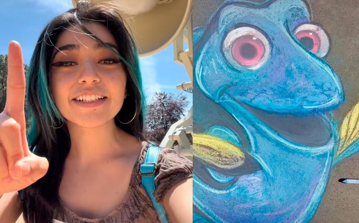 Joven dibuja afuera de Pixar para que le den trabajo