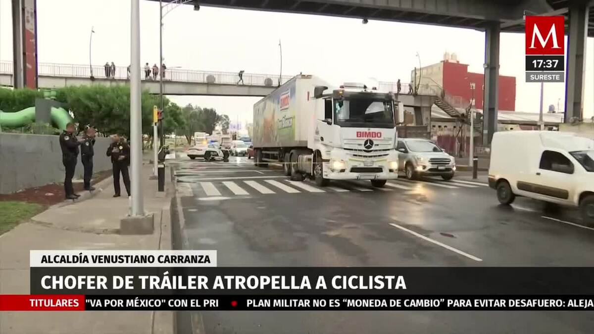 Tráiler atropella a ciclista en limites de Nezahualcóyotl