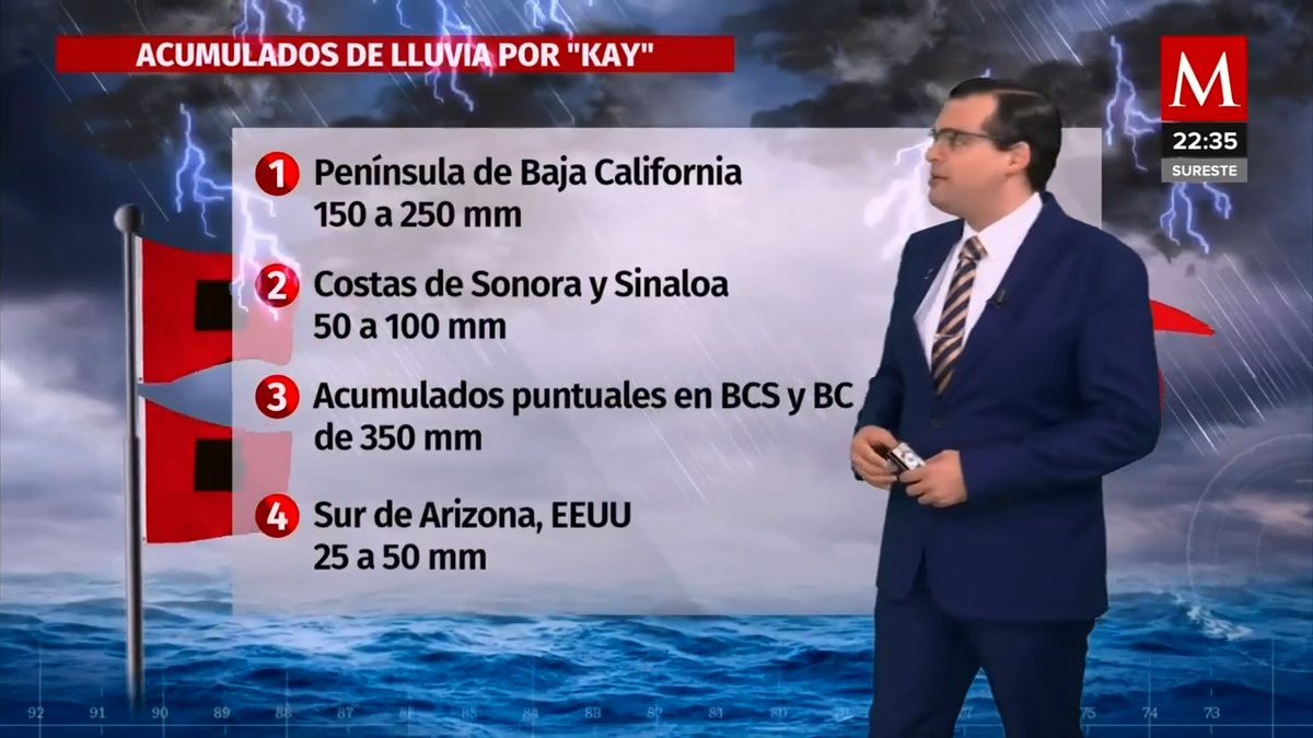 Conagua alerta de desbordamientos y deslaves por 'Kay'