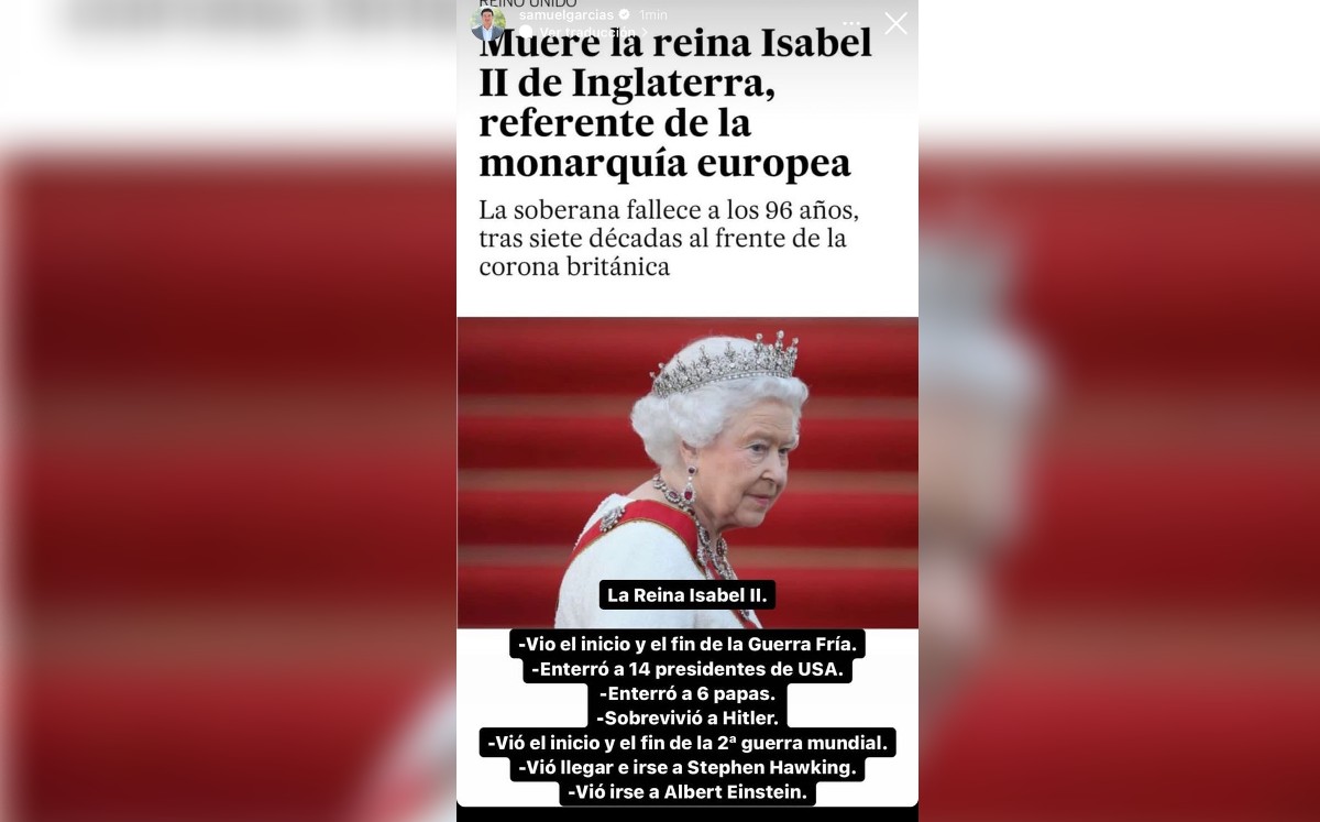 Samuel García reacciona a la muerte de la Reina Isabel II