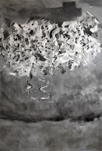 Mauricio Sandoval, 'La bestia de nuestro tiempo'. Óleo y grafito sobre tela. 2.20 x 1.50 mts.