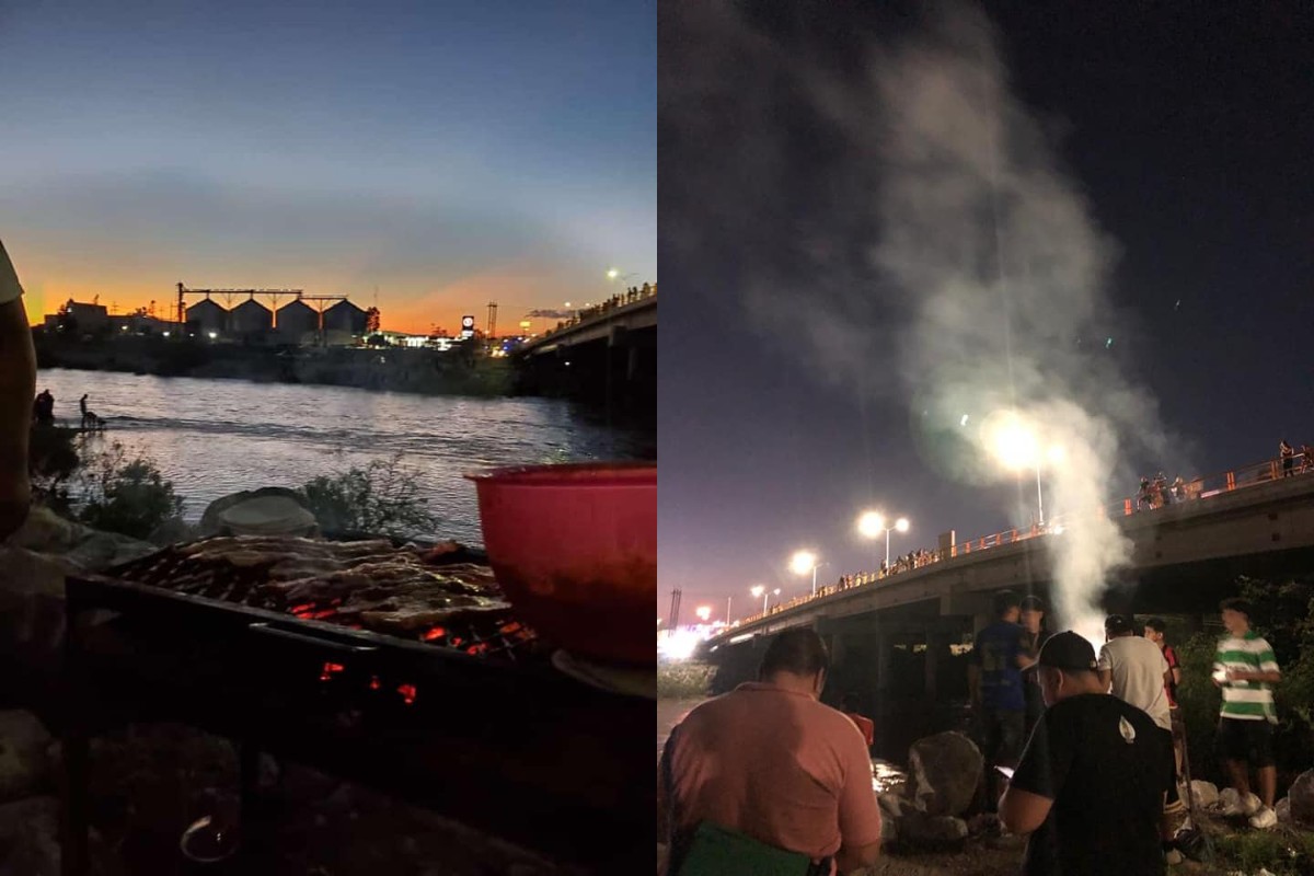 A través de redes sociales circuló un par de fotografías donde se encuentra un grupo de personas armando su carnita asada a la orilla del Río Nazas. |