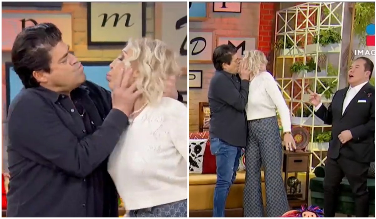 'El Burro' Van Rankin y Laura Bozzo se besan en programa en vivo (Captura).