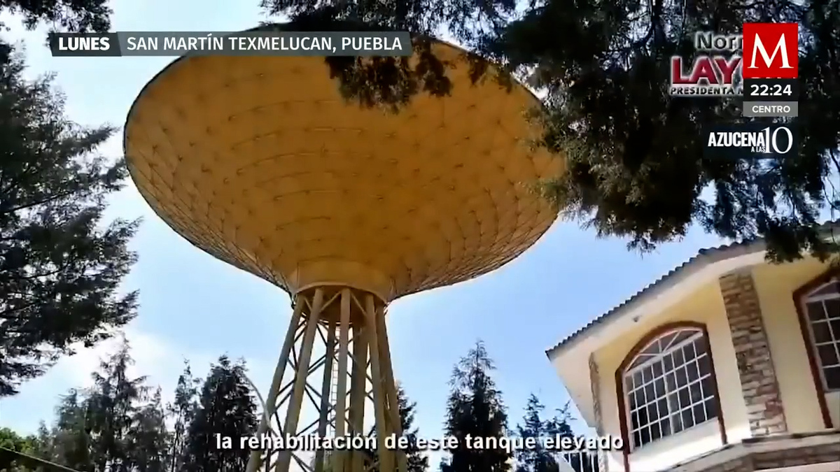Colapsa tanque de agua potable en Puebla: momento exacto VIDEO