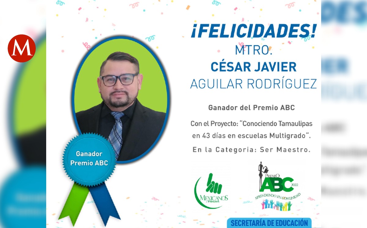 Maestro de Tamaulipas recibe premio ABC 2022 por su proyecto virtual