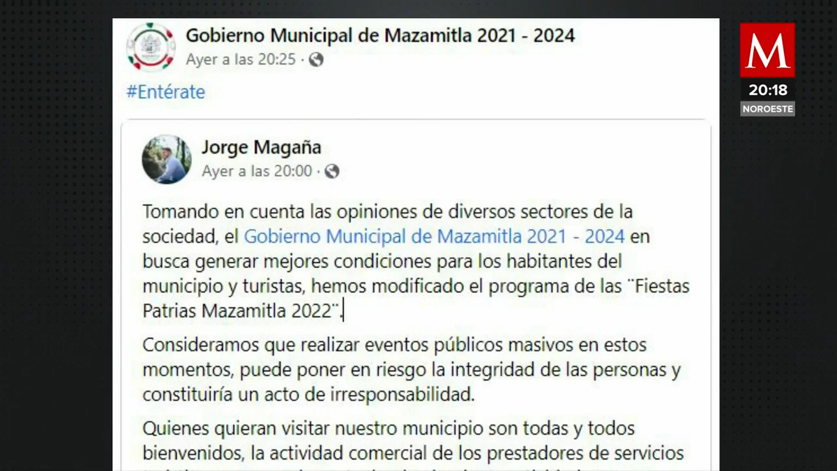 Mazamitla: Suspensión de fiestas patrias, decisión del alcalde