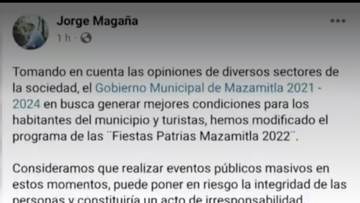Suspenden fiestas patrias en Mazamitla, Jalisco