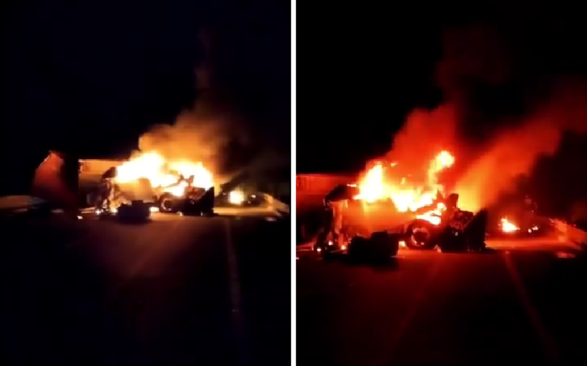 Se difundió un video del incendio en la autopista mediante redes sociales. | Especial