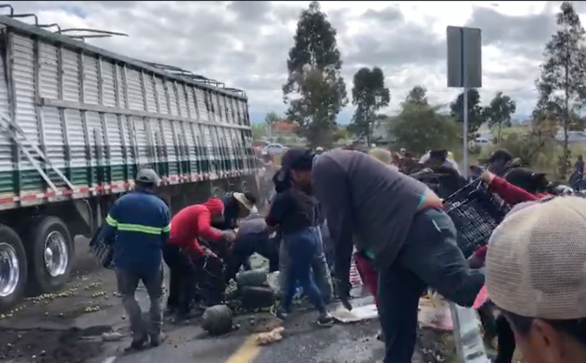 Pobladores no dejaron de robar el cítrico.