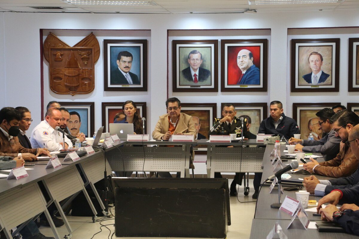 Reunión de seguridad en el palacio de gobierno de Hidalgo. (Especial)