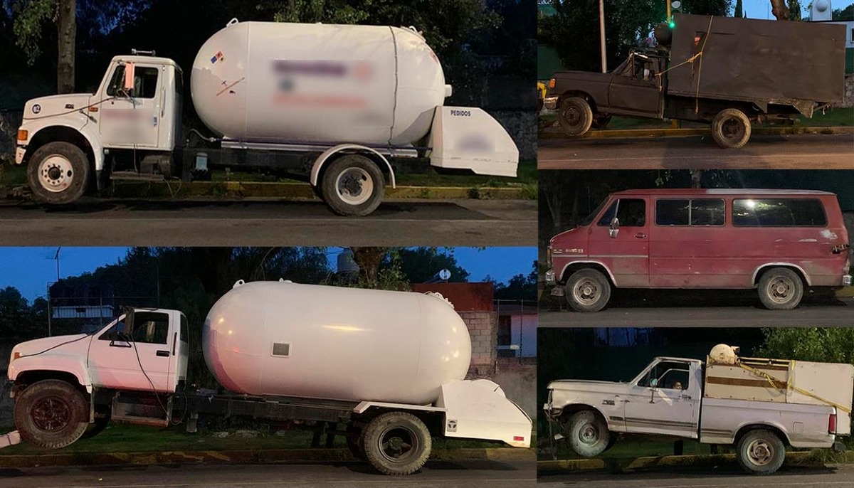 Aseguran cinco vehículos utilizados para el huachigas en Xonacatepec | Especial