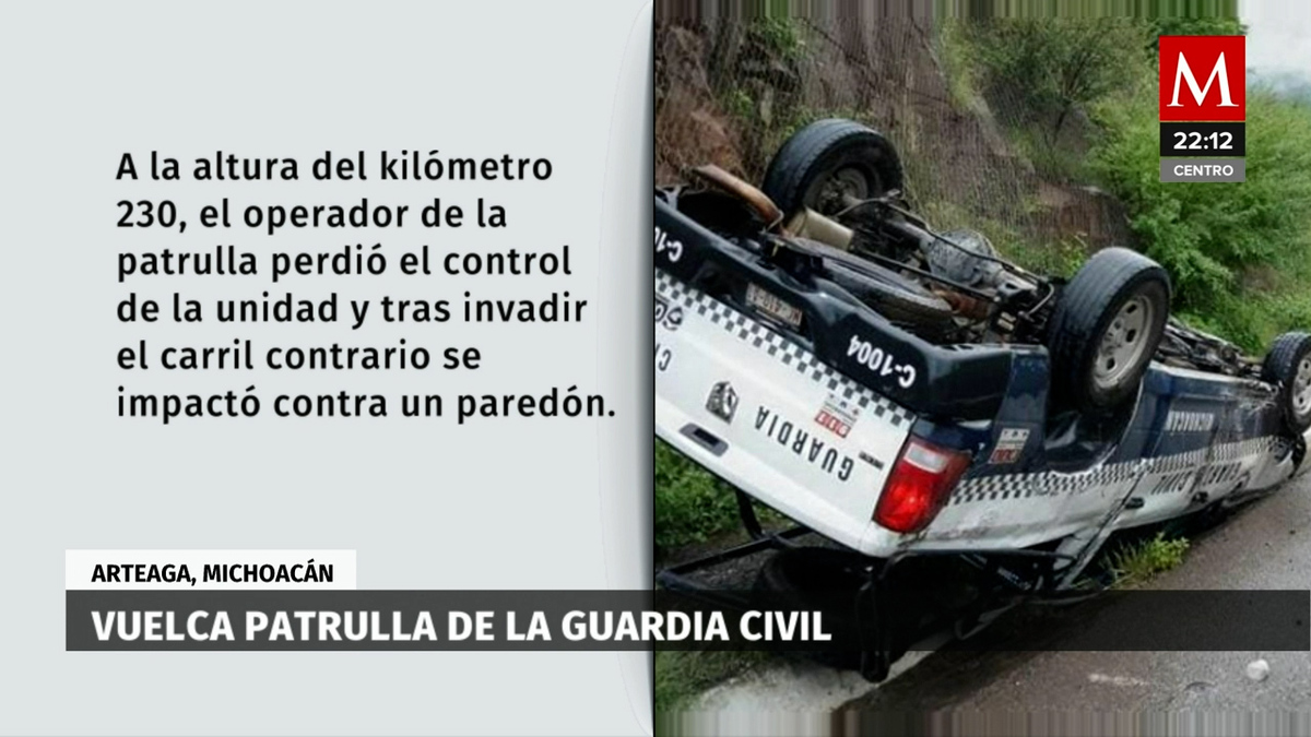 Michoacán. Vuelca patrulla de Guardia Civil en autopista Siglo XXI
