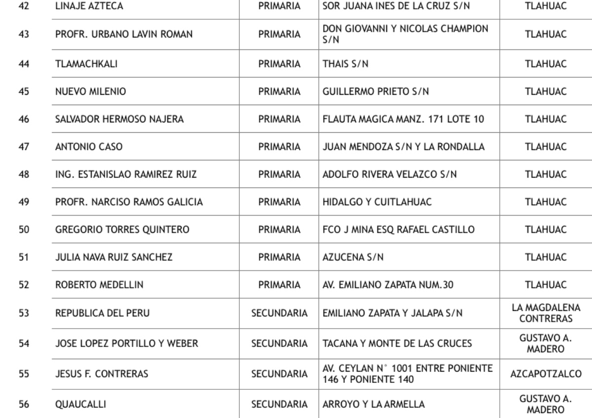 escuelas afectadas por el sismo