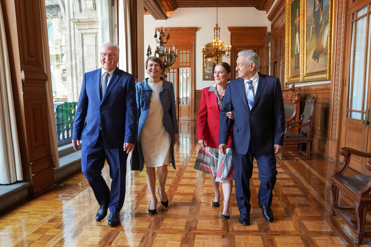 Reunión entre AMLO y el presidente de Alemania, Frank-Walter Steinmeier. (Twitter)