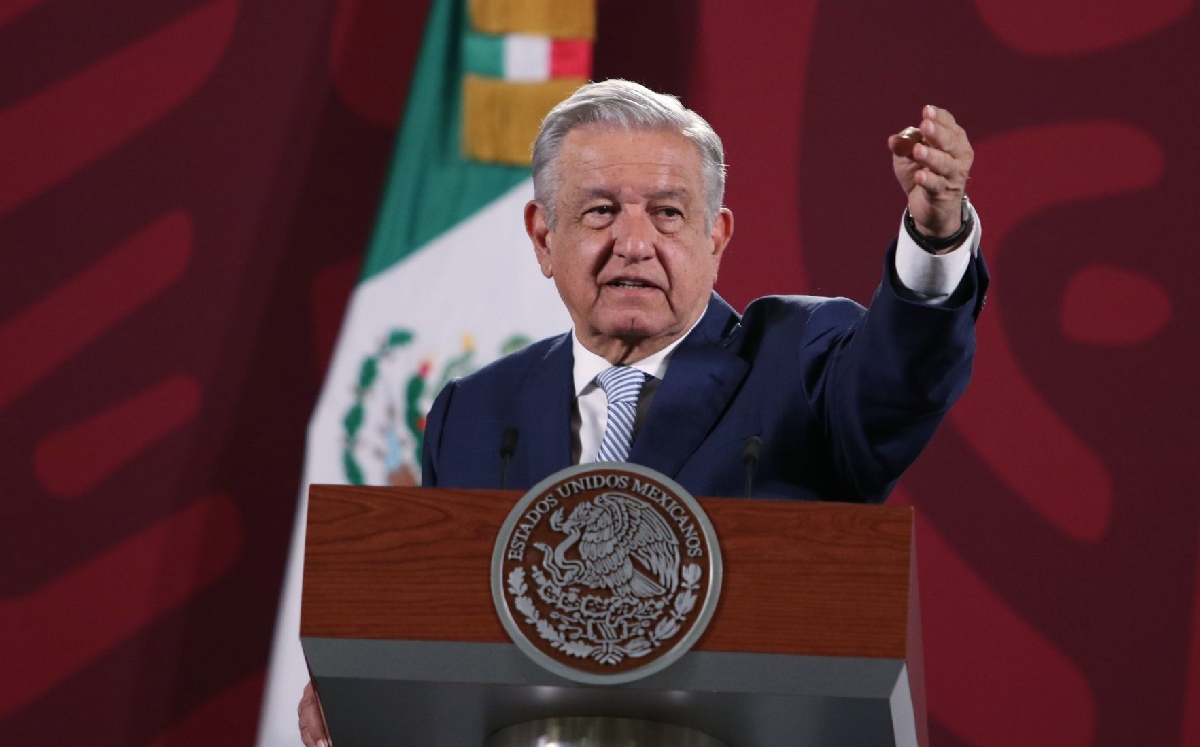 López Obrador desde el Salón de Tesorería en la conferencia de hoy. | Cuartoscuro