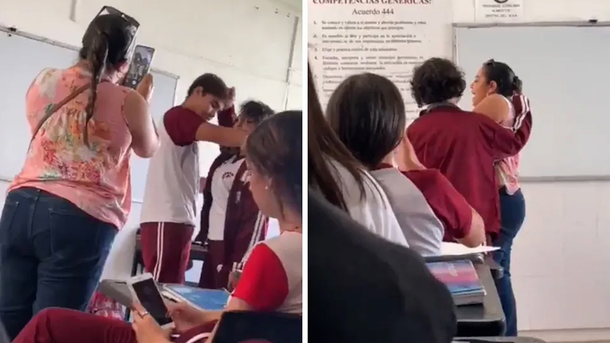 Captan pelea entre alumnos y agresión a maestra en salón de clases en Nayarit