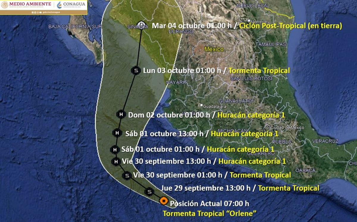'Orlene' podría tomar fuerza hasta convertirse a huracán categoría 1. | SMN