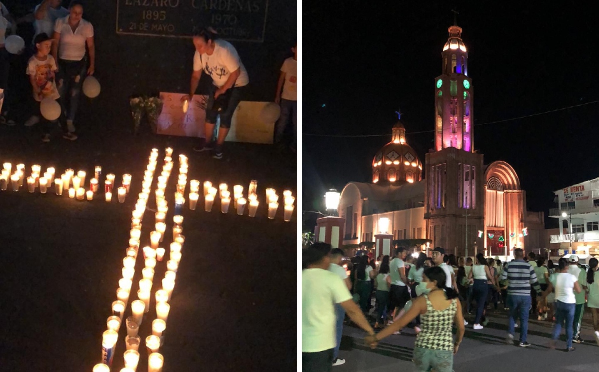Los habitantes se manifestaron de blanco y con veladoras en Apatzingán. | Especial