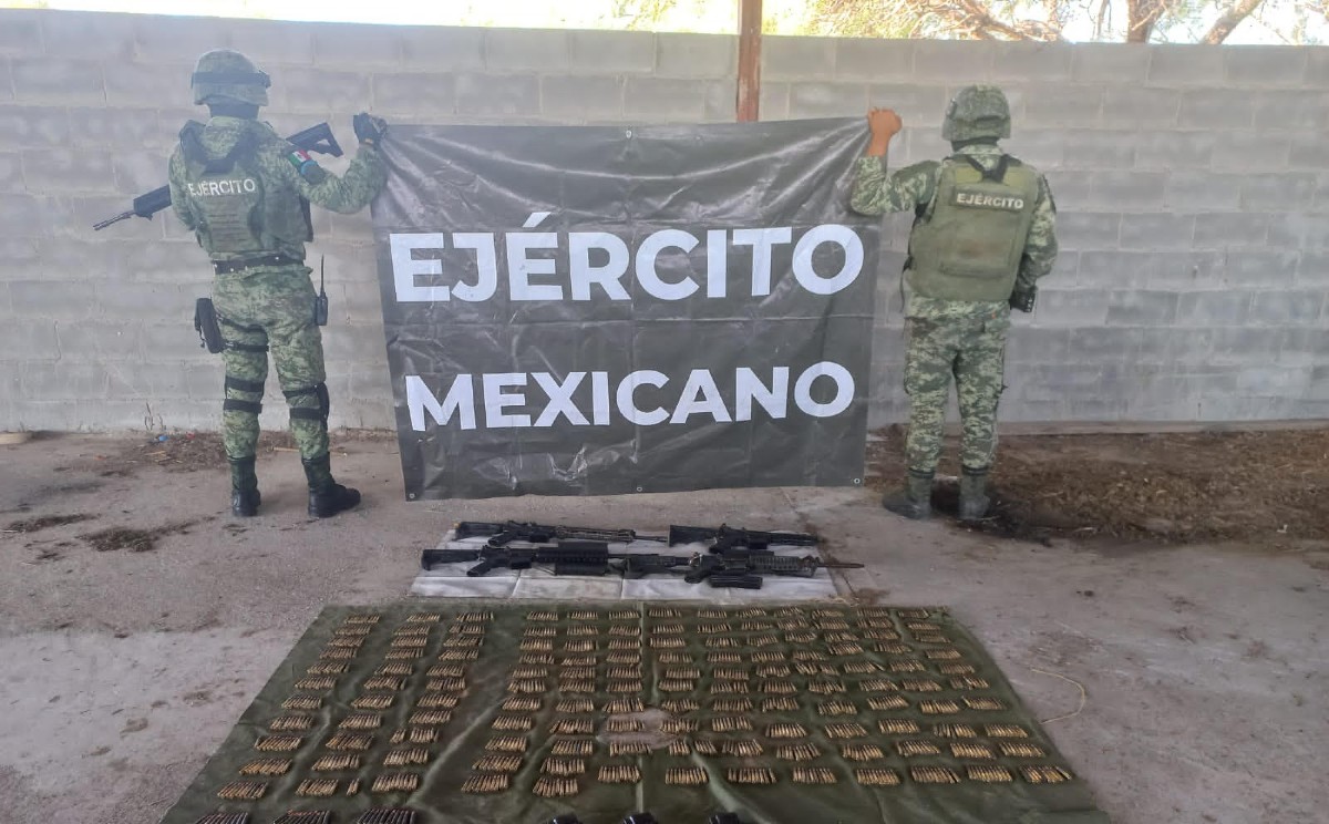 Asegura Ejército Mexicano armas de fuego en inmediaciones de río Bravo